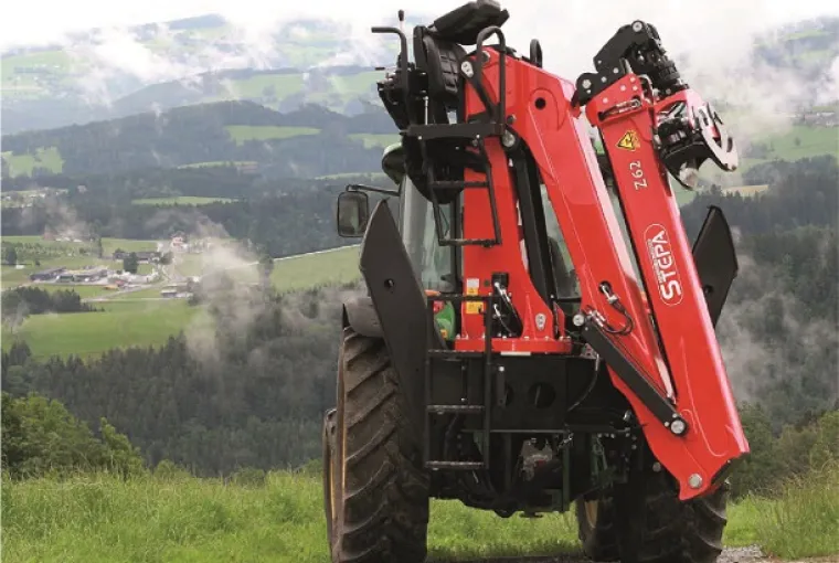 STEPA TZ6290 grue en Z repliable montée sur tracteur